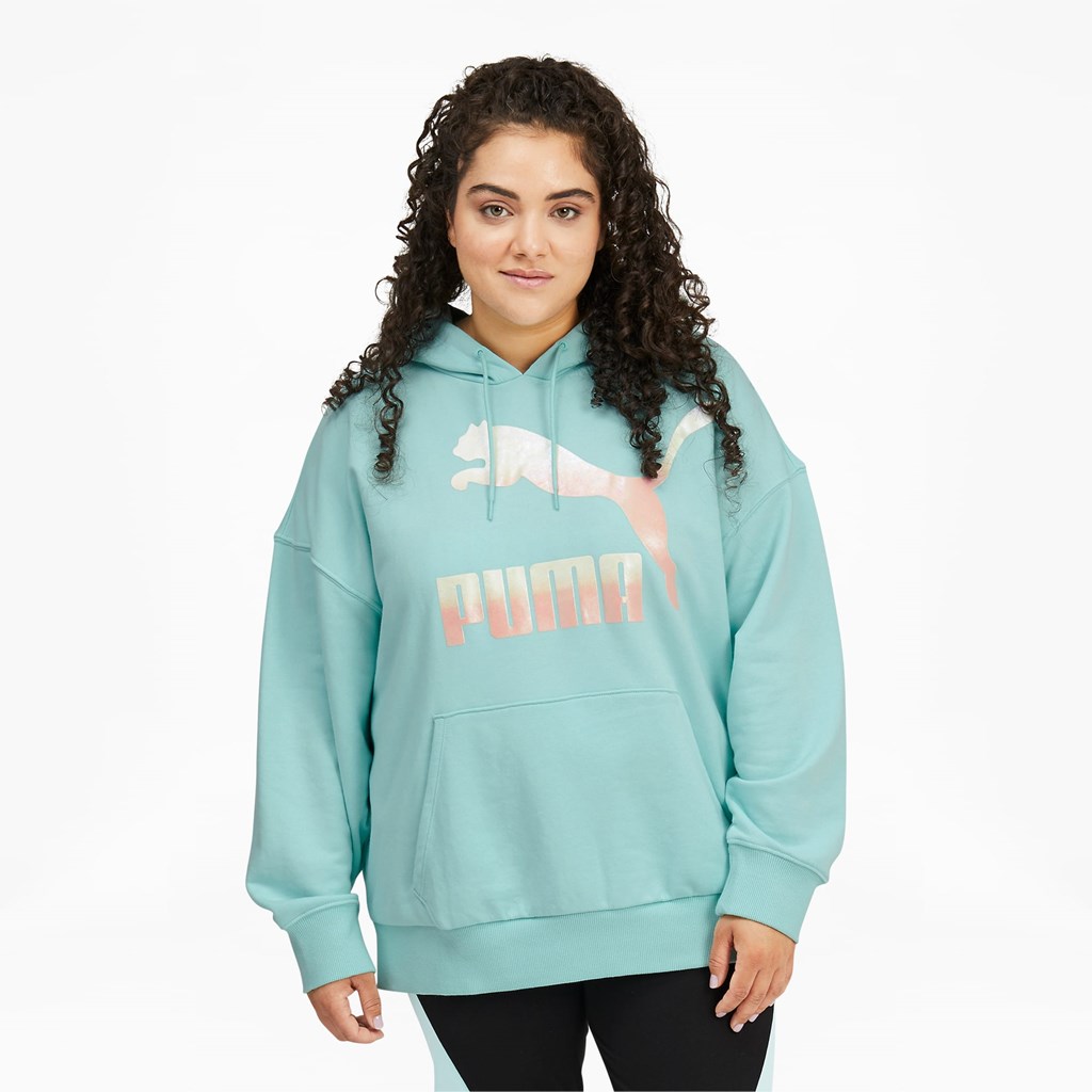 Puma Classics Logo PL Hættetrøje Dame Blå | 853429NSJ