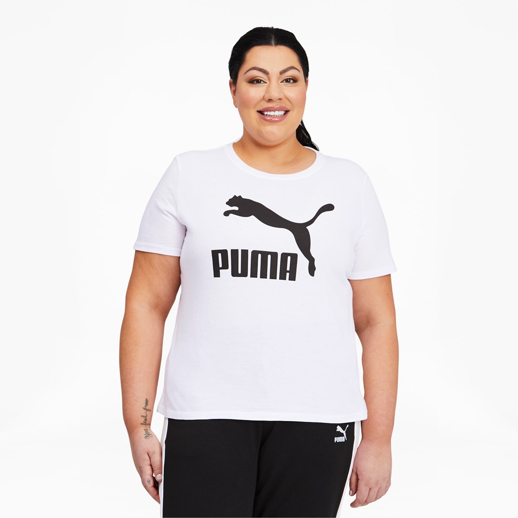 Puma Classics Logo PL Løbe T-shirt Dame Hvide | 102794EMD