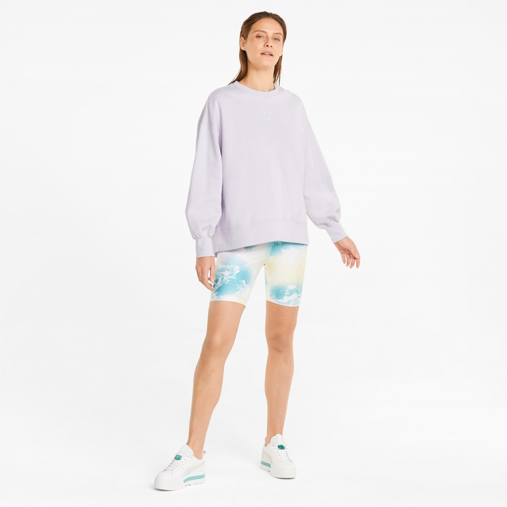 Puma Classics Oversized Crew Sweatshirt Dame Lavendel | WU0671249