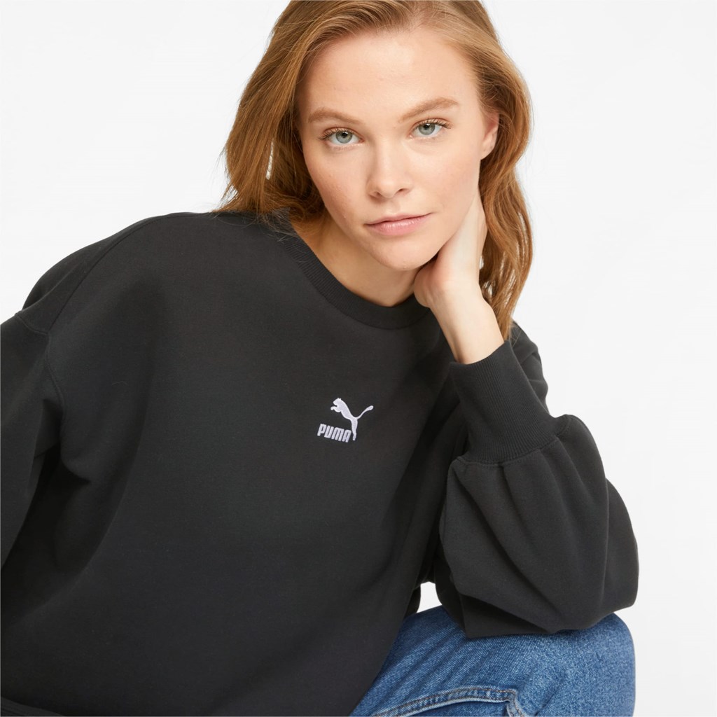 Puma Classics Oversized Crew Sweatshirt Dame Sort | ZM0275814