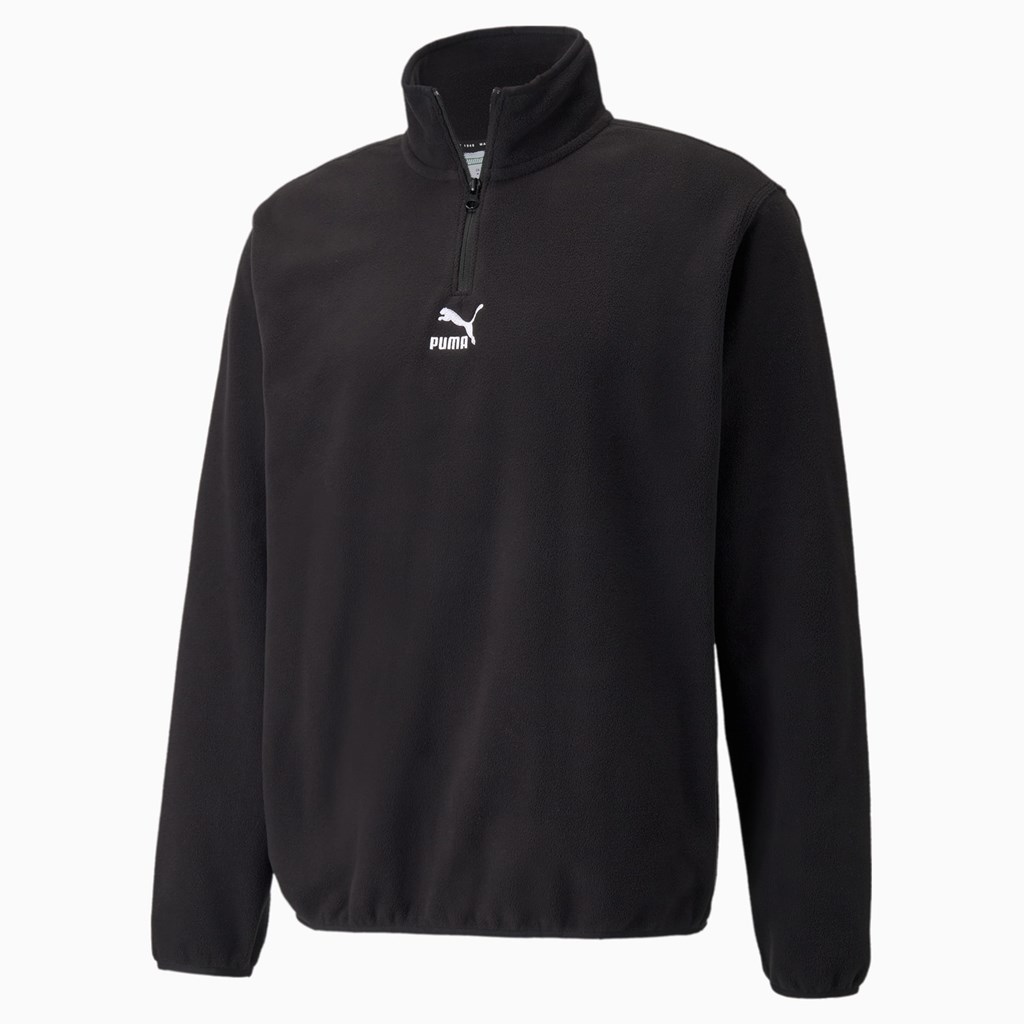 Puma Classics Polar Fleece Half-Zip Jakke Herre Sort | 154079JSW