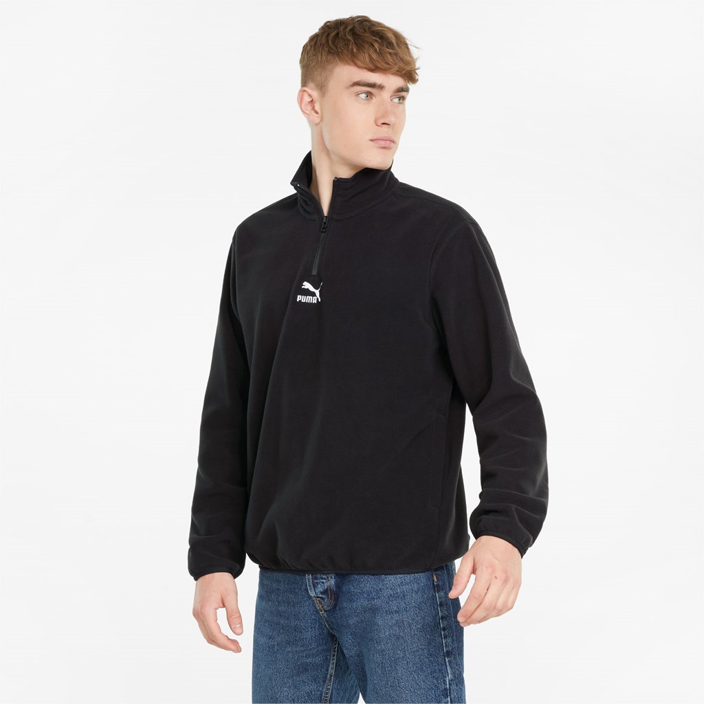 Puma Classics Polar Fleece Half-Zip Jakke Herre Sort | 154079JSW