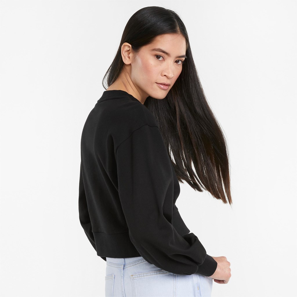 Puma Classics Puff Sleeve Crew Neck Sweatshirt Dame Sort | KG8417209