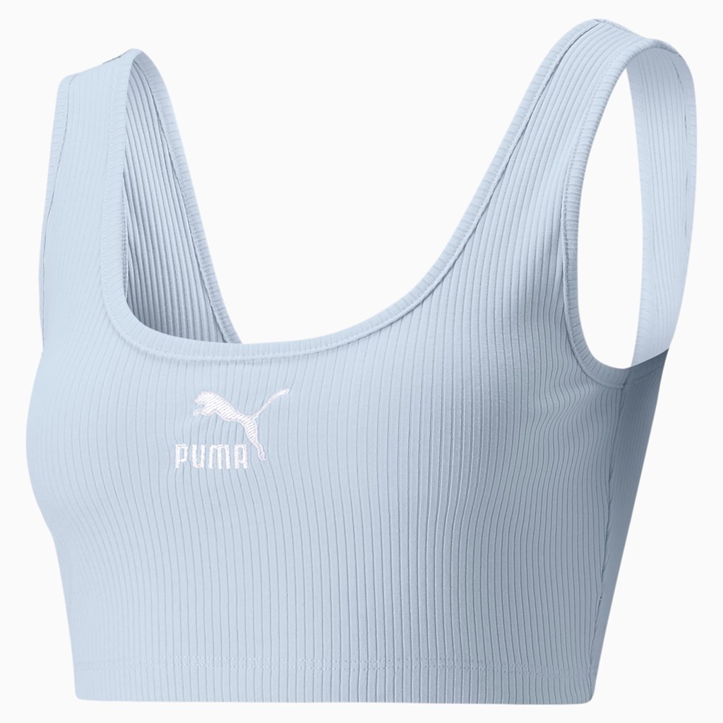 Puma Classics Ribbed Crop Toppe Dame Arctic Ice | QK0145276