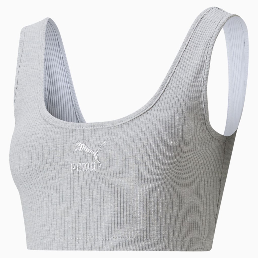 Puma Classics Ribbed Crop Toppe Dame Lyse | KL7294053