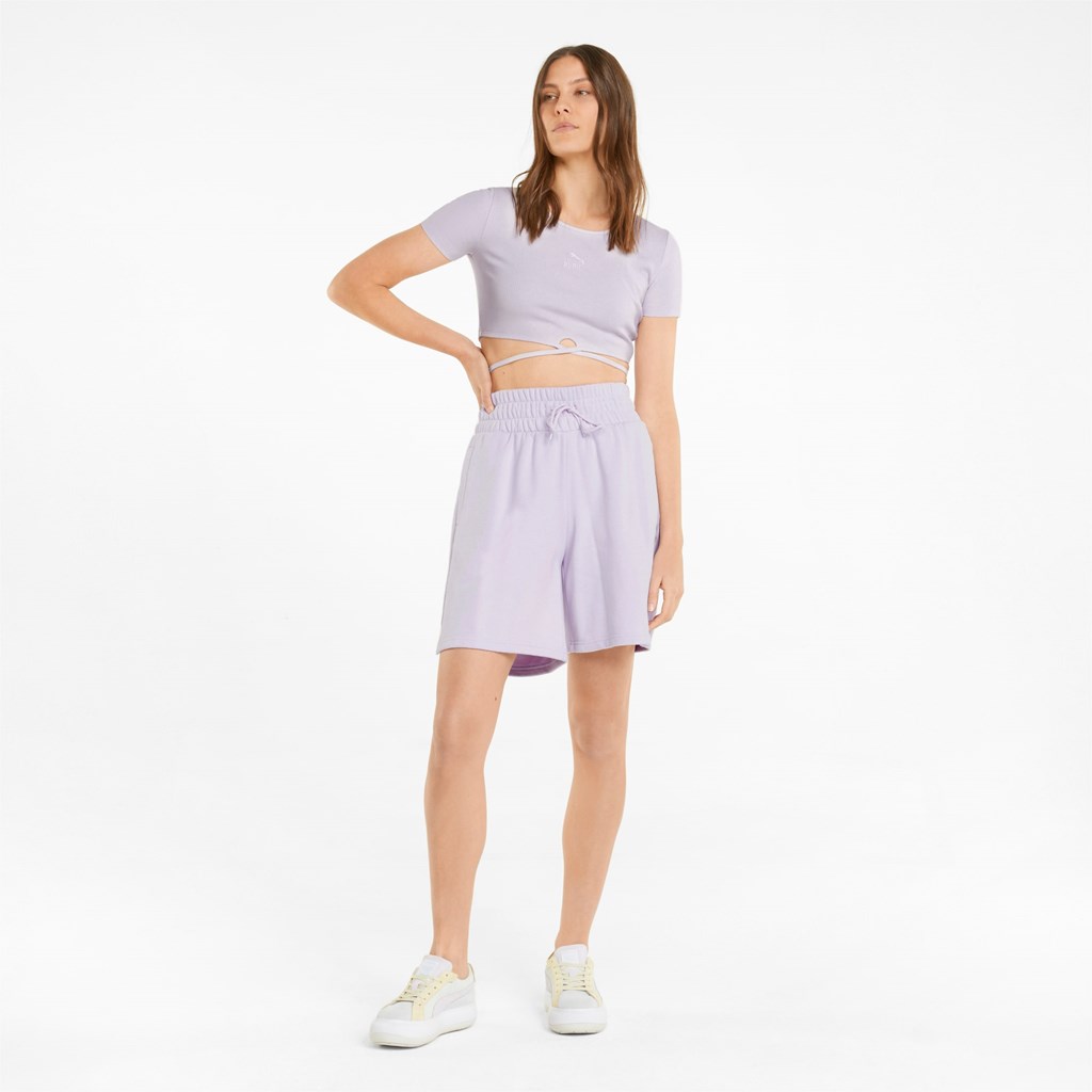 Puma Classics Ribbed Løbe T-shirt Dame Lavendel | 561482QGC