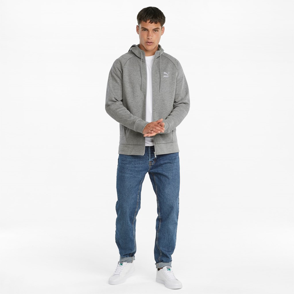 Puma Classics Tech Full-Zip Hættetrøje Herre Medium Gray Heather | 984072DNF