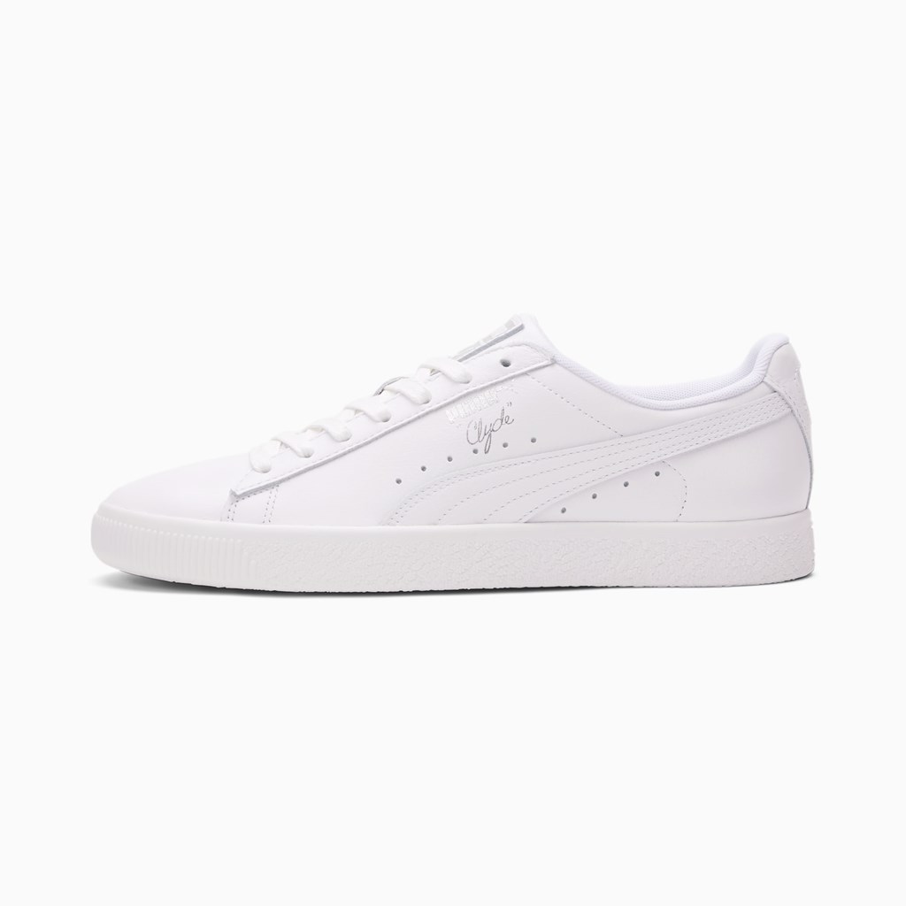 Puma Clyde Core Foil Sneakers Herre Hvide Sølv | JL4971365