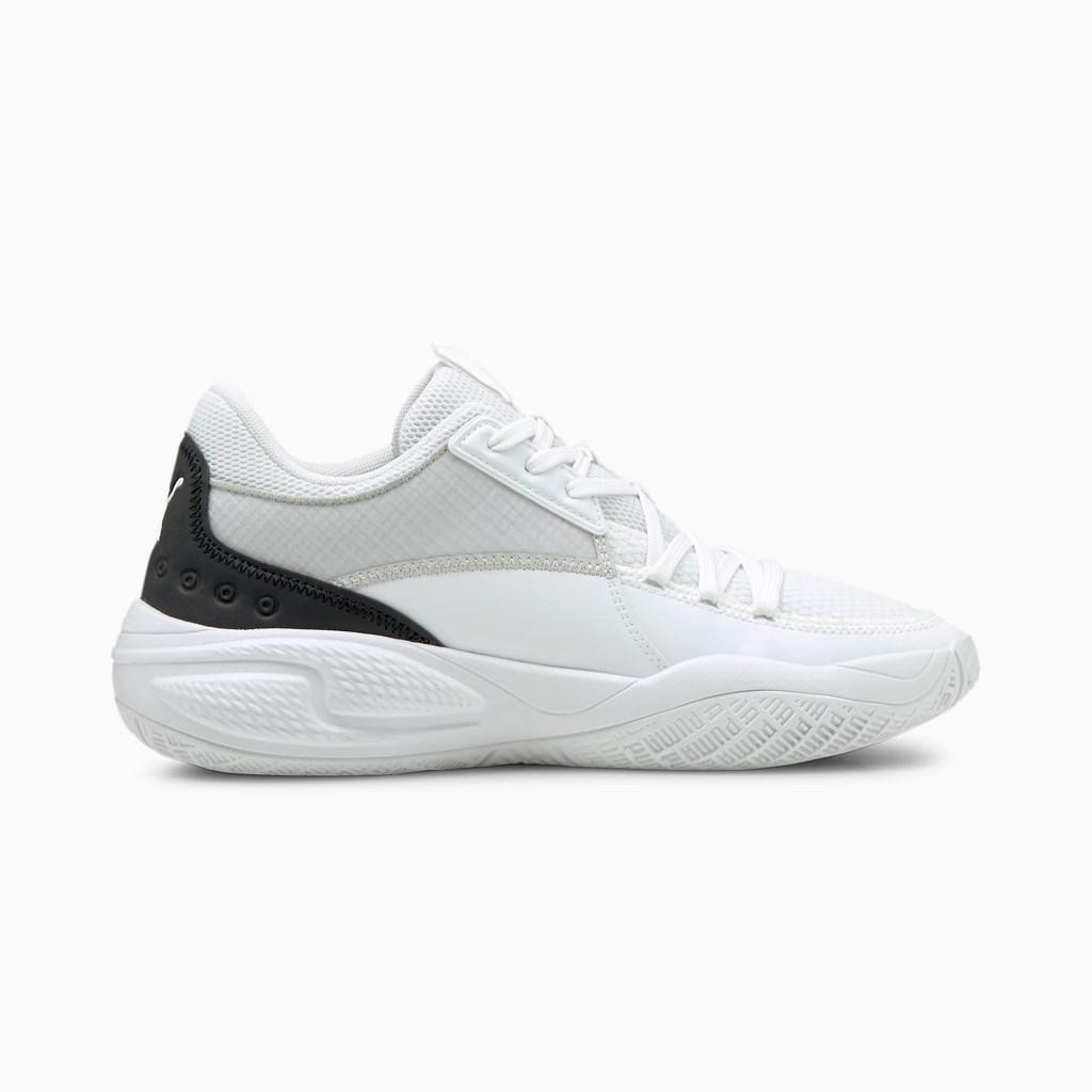 Puma Court Rider Basketball Sko Herre Hvide Sort | 105862DAG