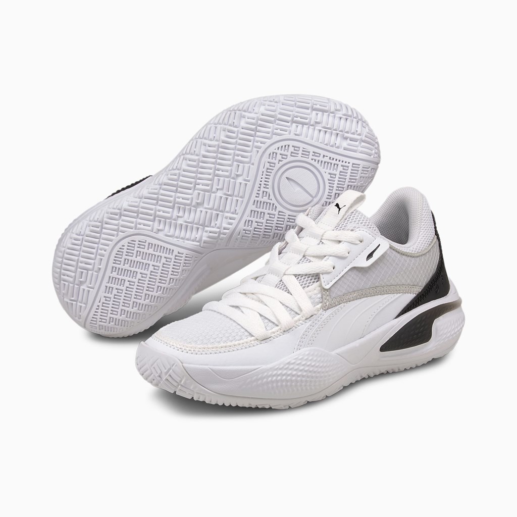 Puma Court Rider I JR Basketball Sko Drenge Hvide Sort | 268395XUQ