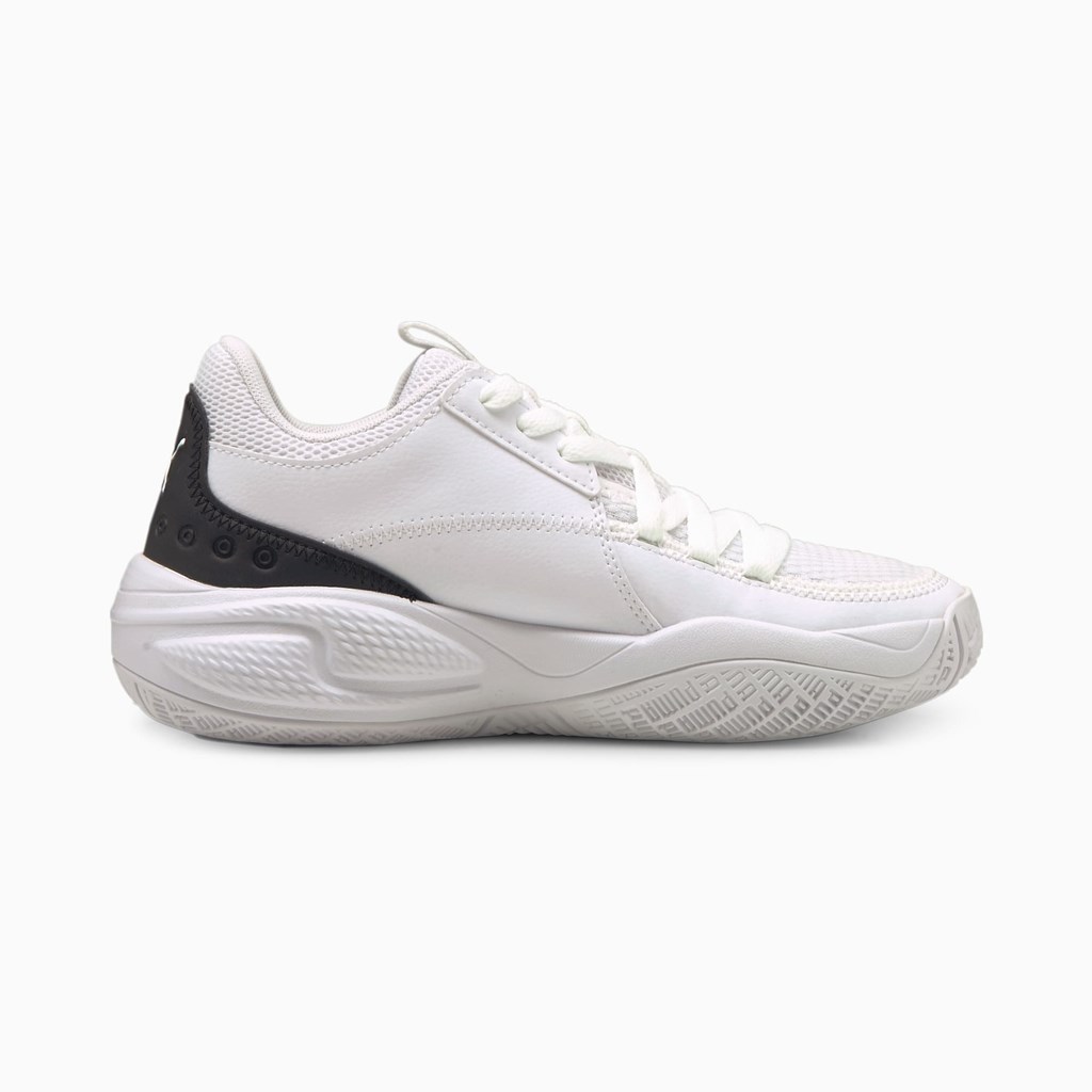 Puma Court Rider I JR Basketball Sko Drenge Hvide Sort | 268395XUQ