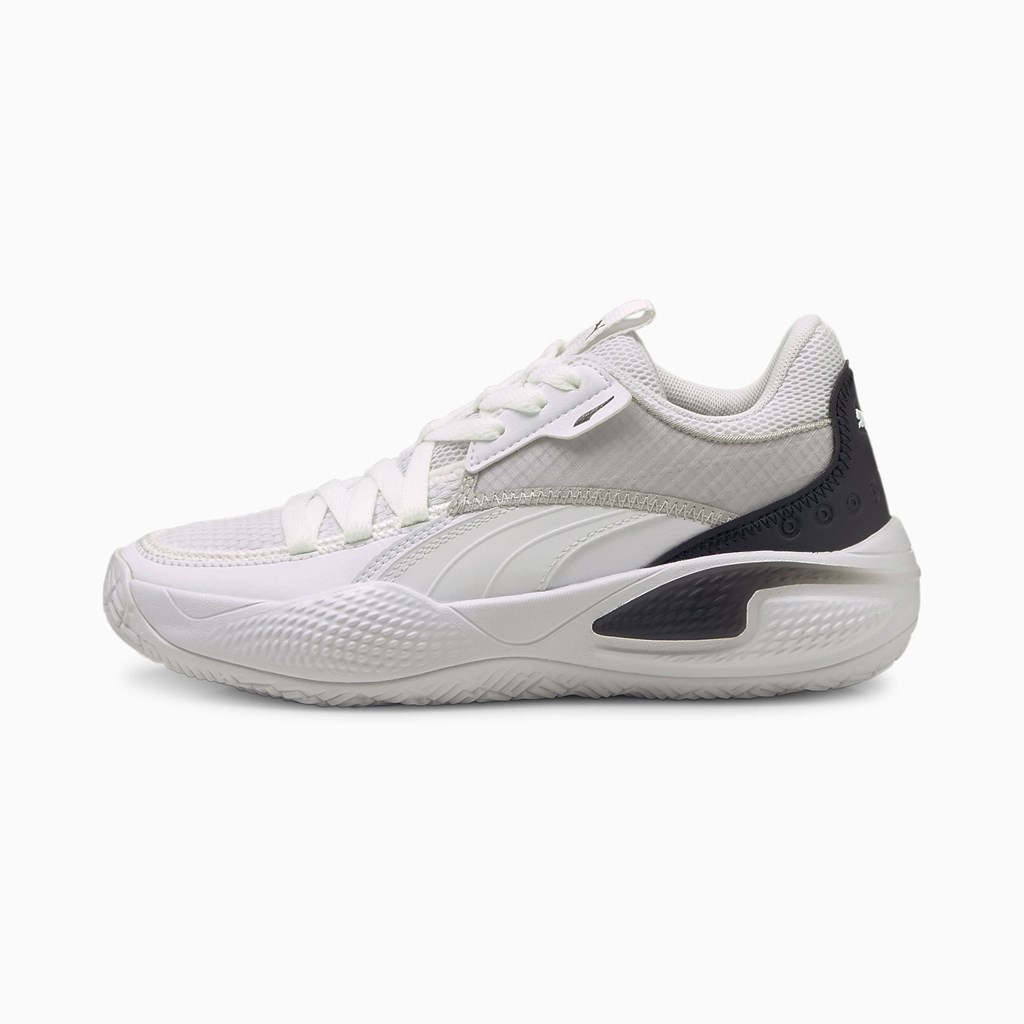 Puma Court Rider I JR Basketball Sko Drenge Hvide Sort | 268395XUQ