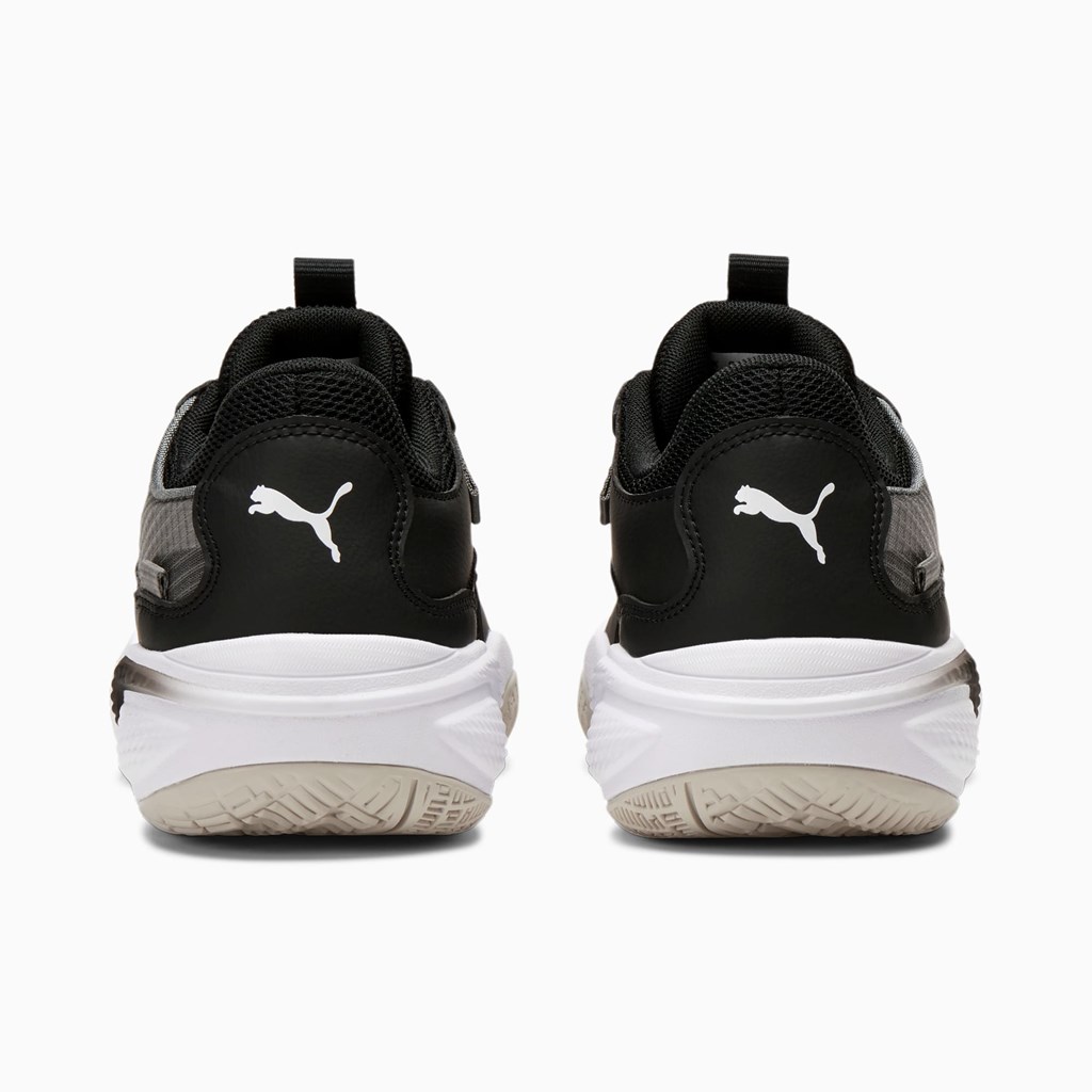 Puma Court Rider JR Basketball Sko Pige Sort Hvide | 268407ZAG