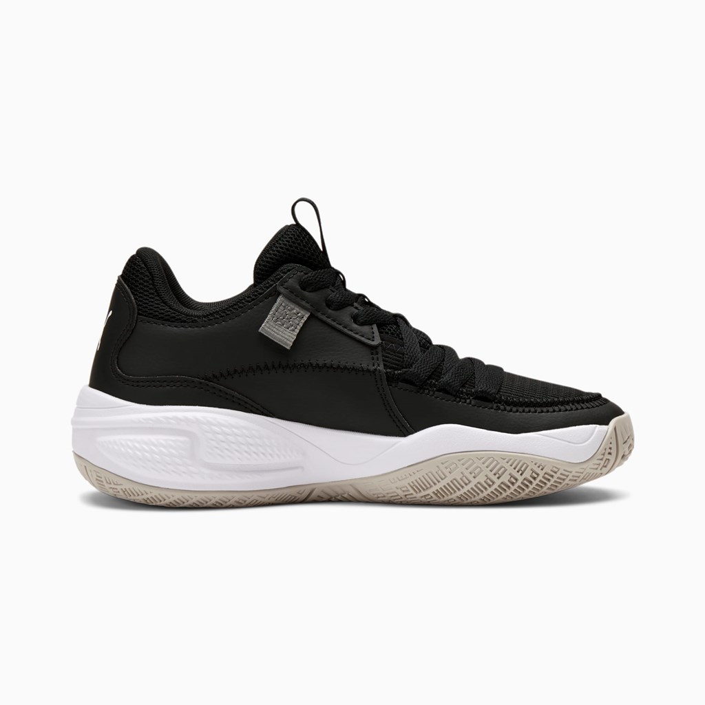 Puma Court Rider JR Basketball Sko Pige Sort Hvide | 268407ZAG