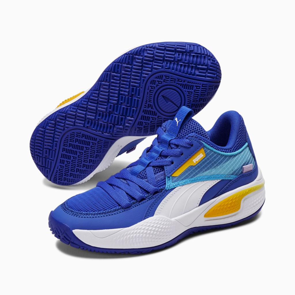 Puma Court Rider JR Basketball Sko Pige Blå | 923148UWY