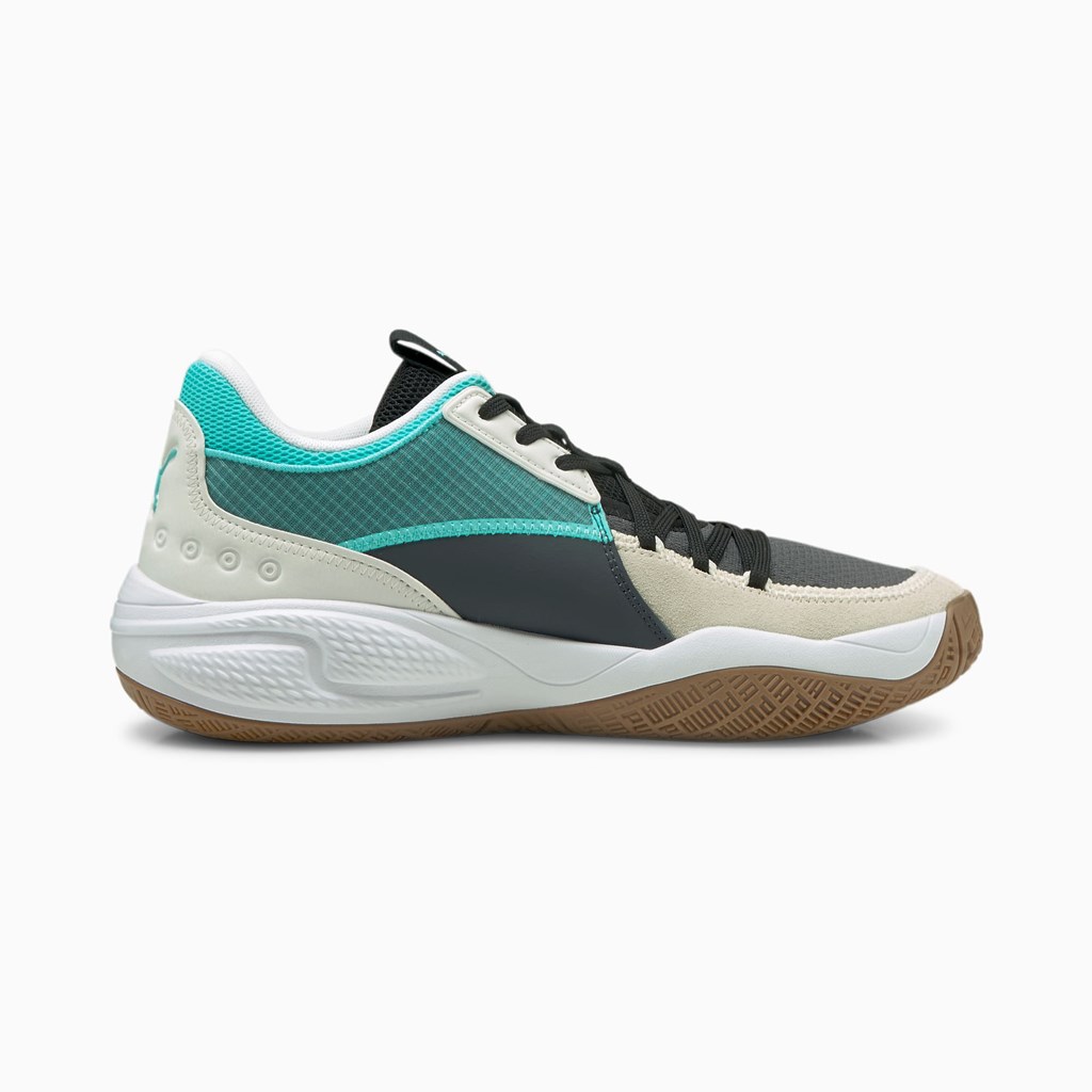 Puma Court Rider Summer Days Basketball Sko Herre Ebony / Elektro Aqua | 017425CZI