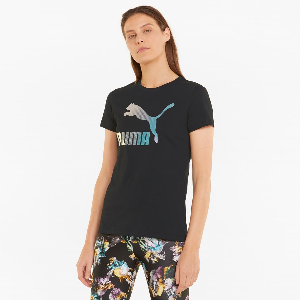 Puma Crystal Galaxy Graphic Løbe T-shirt Dame Sort | 903825PMW