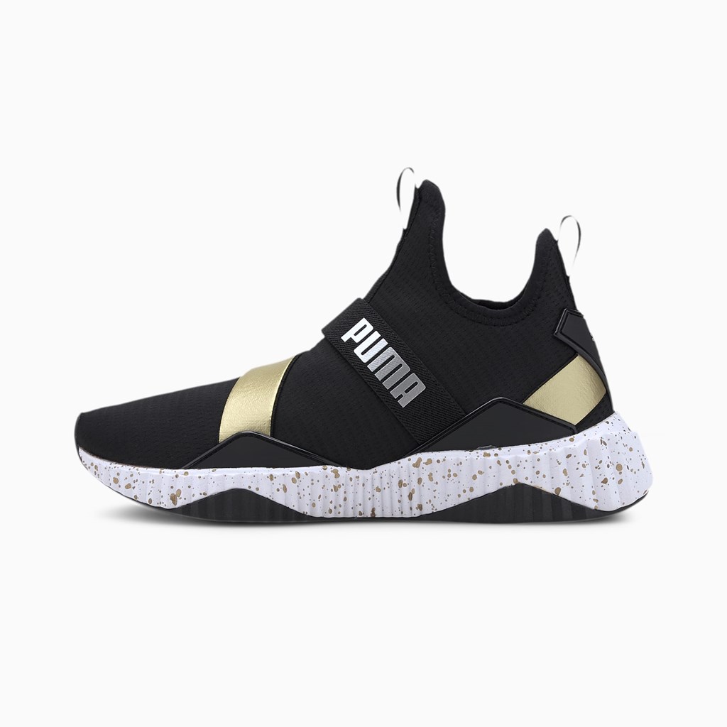 Puma Defy Mid Metal Træningssko Dame Sort Hvide | DG1059362