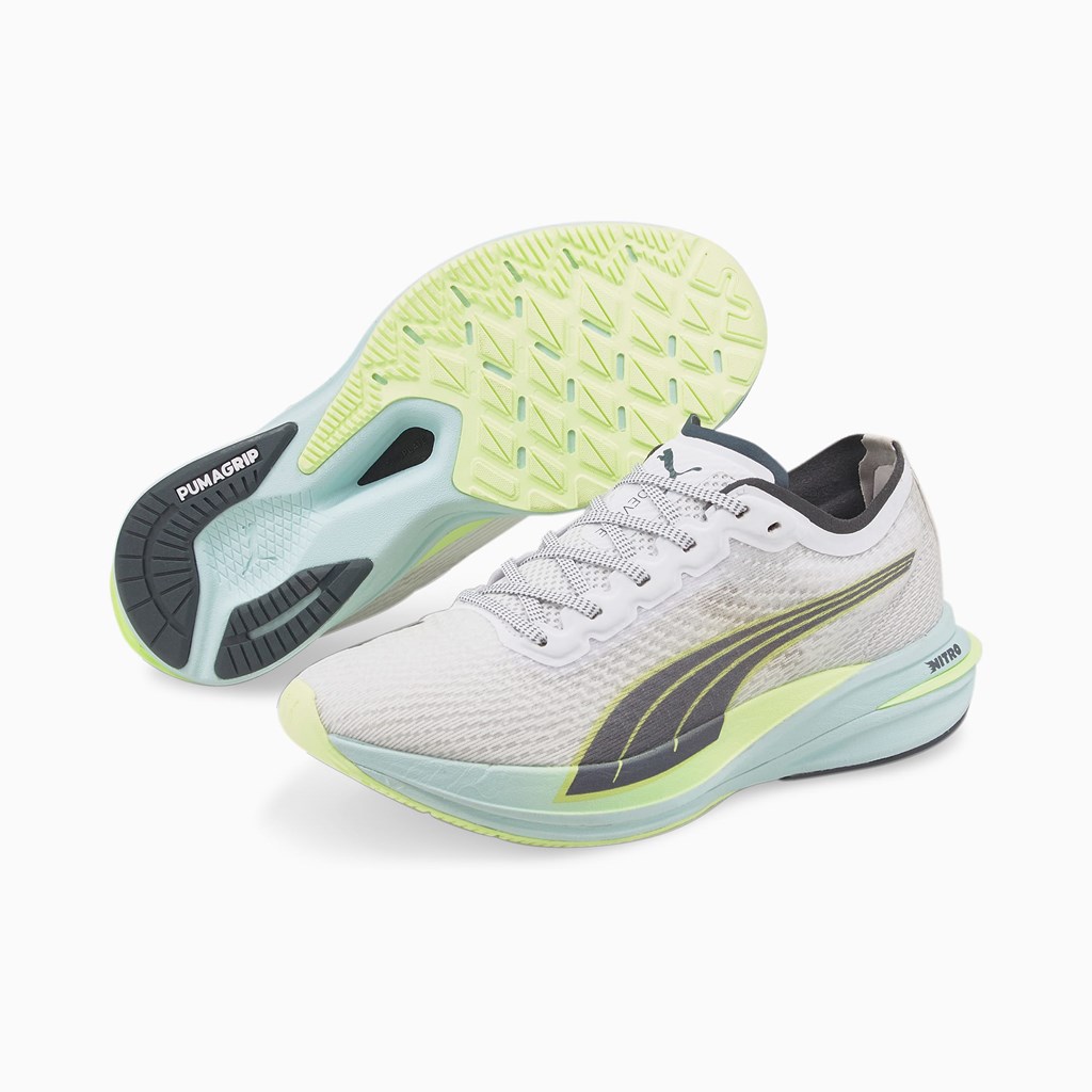 Puma Deviate NITRO Løbesko Dame Hvide Mørkelyse | 946803GRL