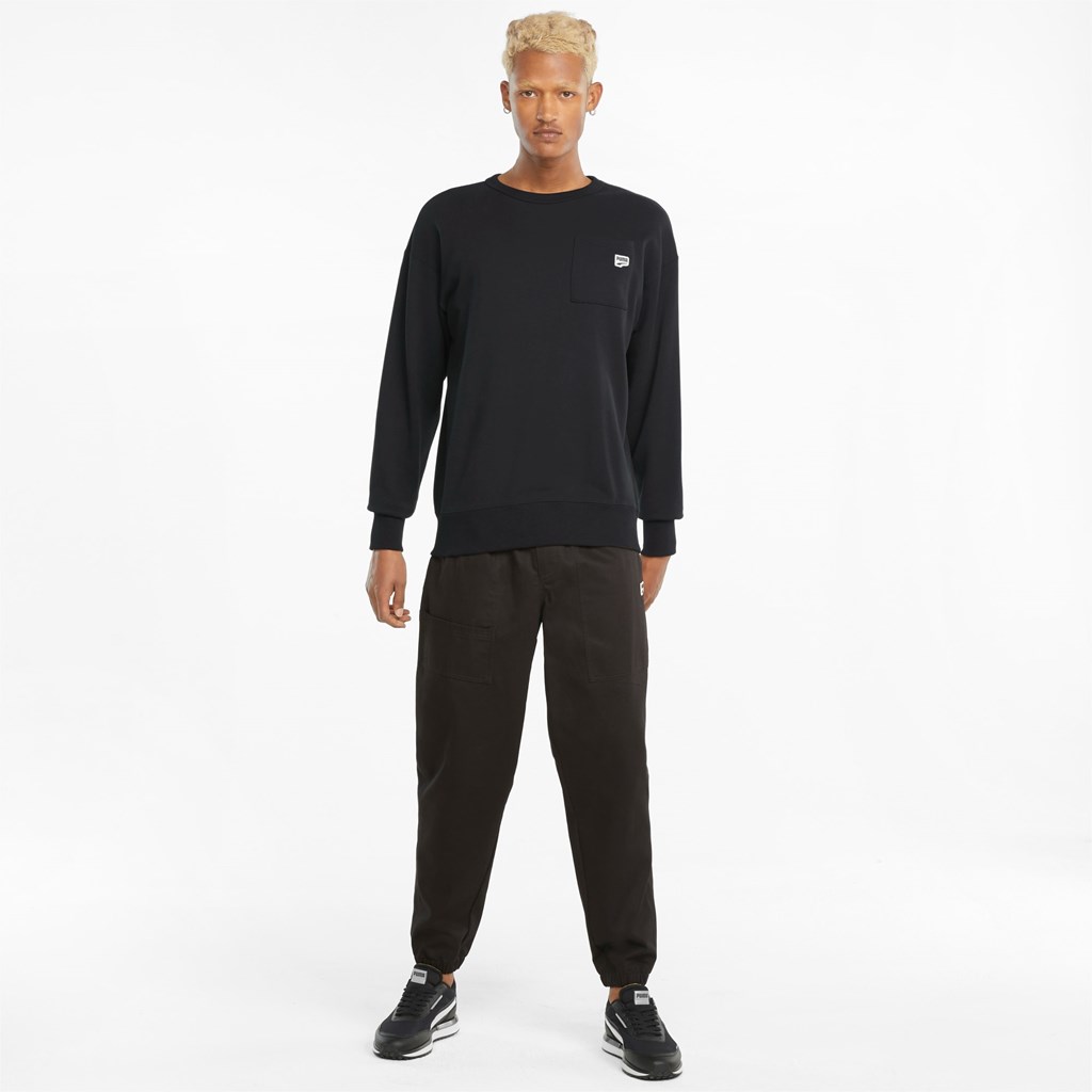 Puma Downtown Crew Neck Sweatshirt Herre Sort | AN4215986