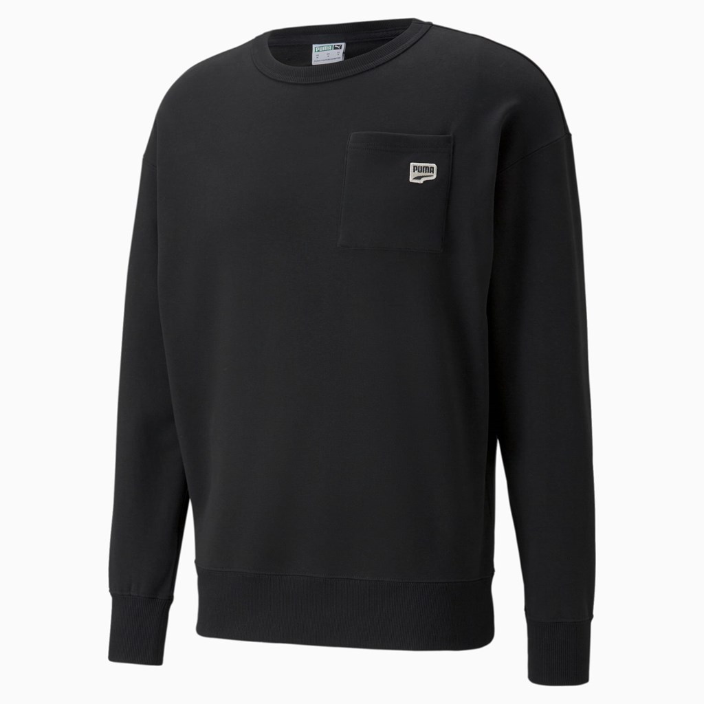 Puma Downtown Crew Neck Sweatshirt Herre Sort | AN4215986