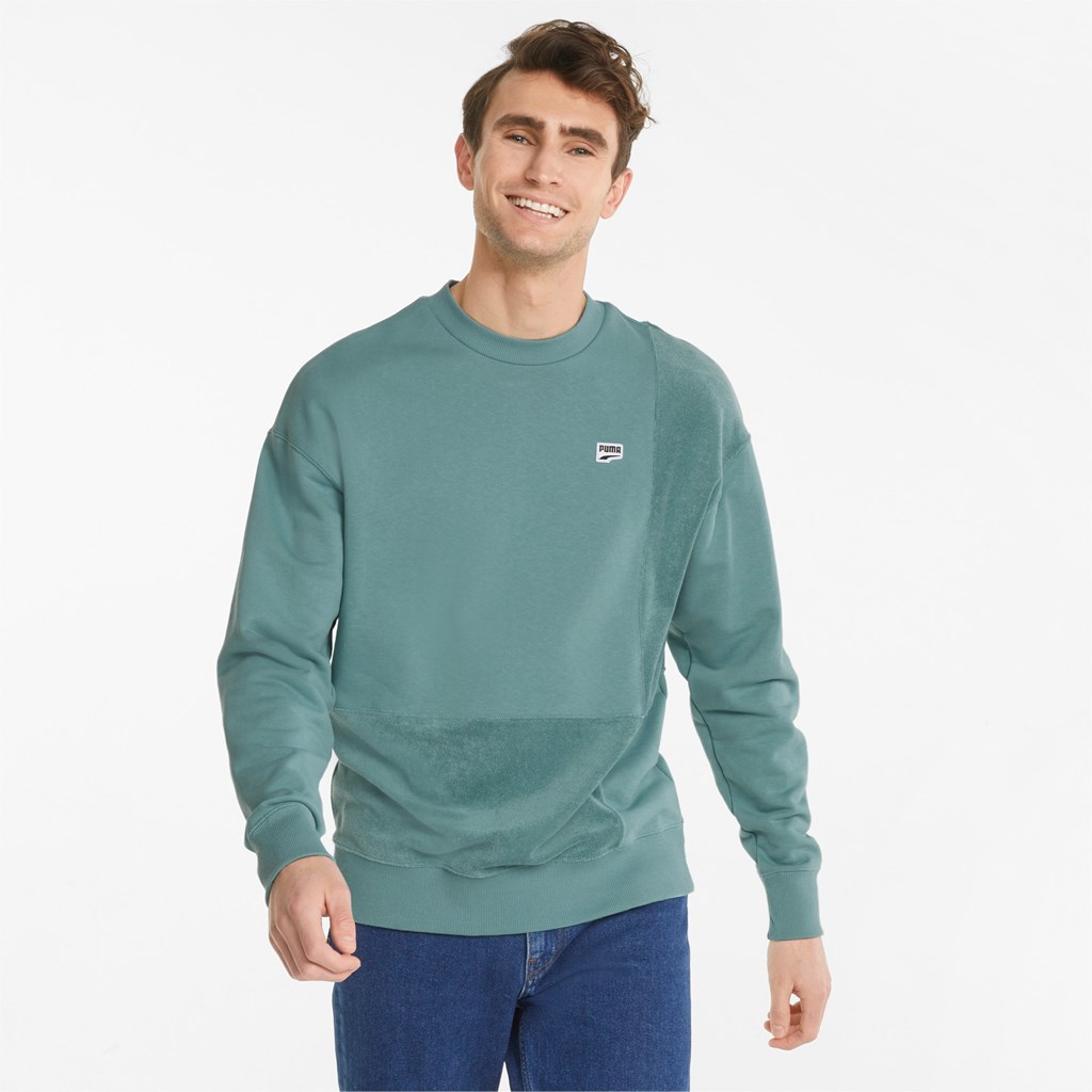 Puma Downtown Crew Neck Sweatshirt Herre Blå | HK9127835