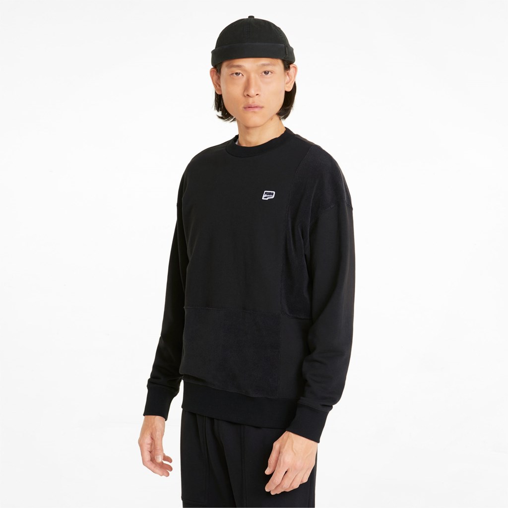 Puma Downtown Crew Neck Sweatshirt Herre Sort | RD7083162