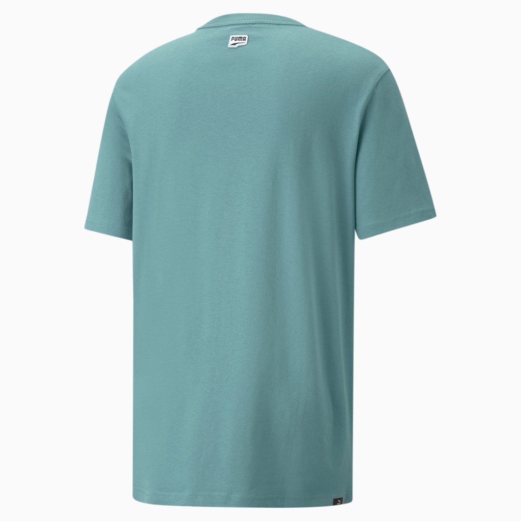 Puma Downtown Logo Crew Neck Løbe T-shirt Herre Blå | 901758LMU