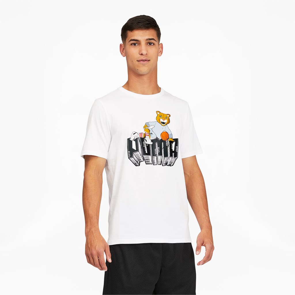 Puma Dylan Kort Sleeve Basketball Løbe T-shirt Herre Hvide | 839746XCA