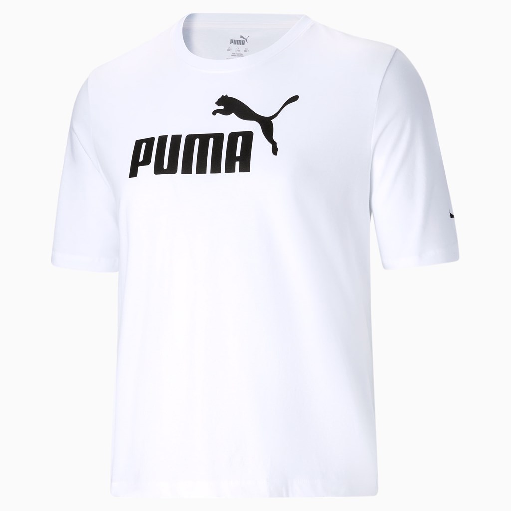 Puma Essentials Logo BT Løbe T-shirt Herre Hvide | 026593LUN