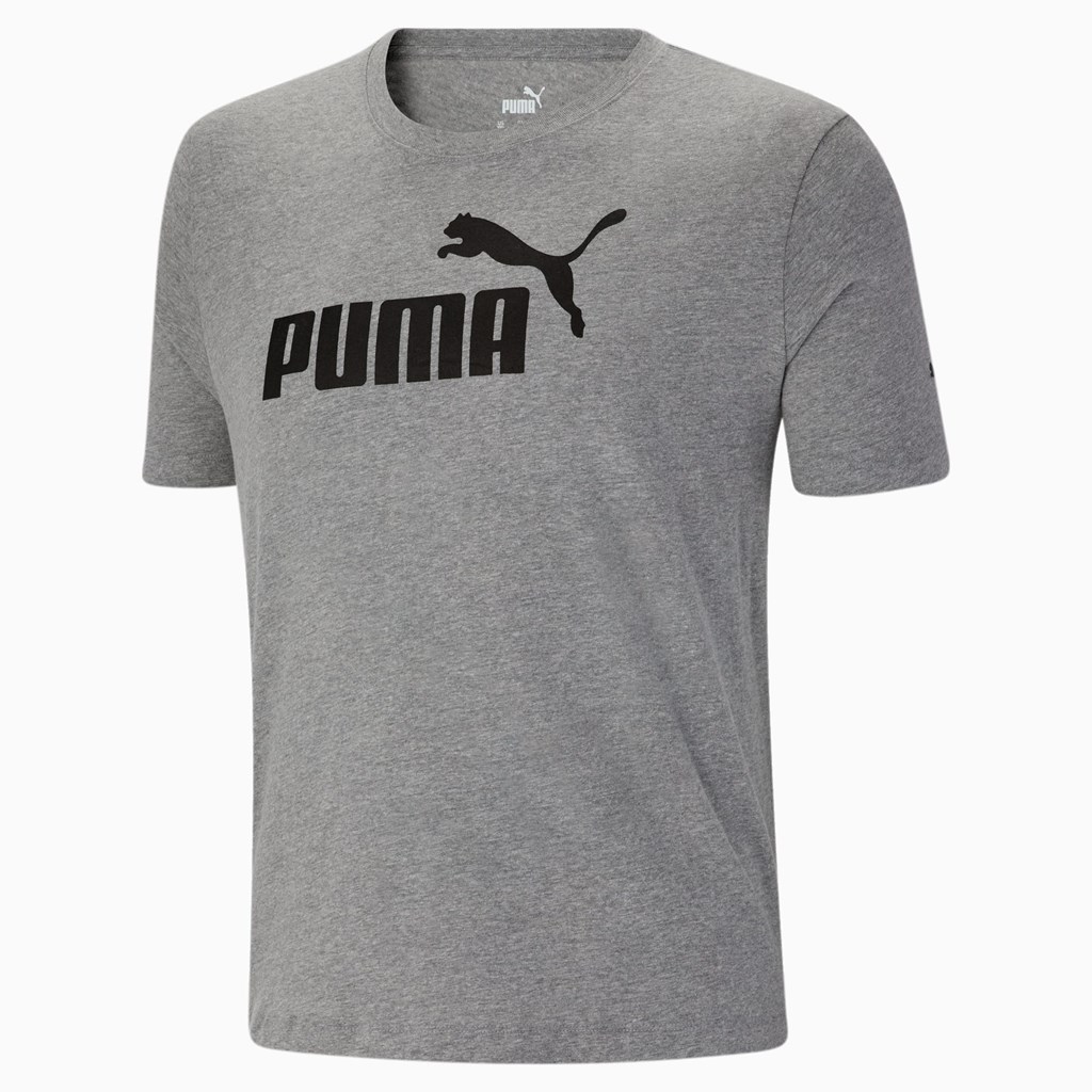 Puma Essentials Logo BT Løbe T-shirt Herre Medium Gray Heather | 367528BLR