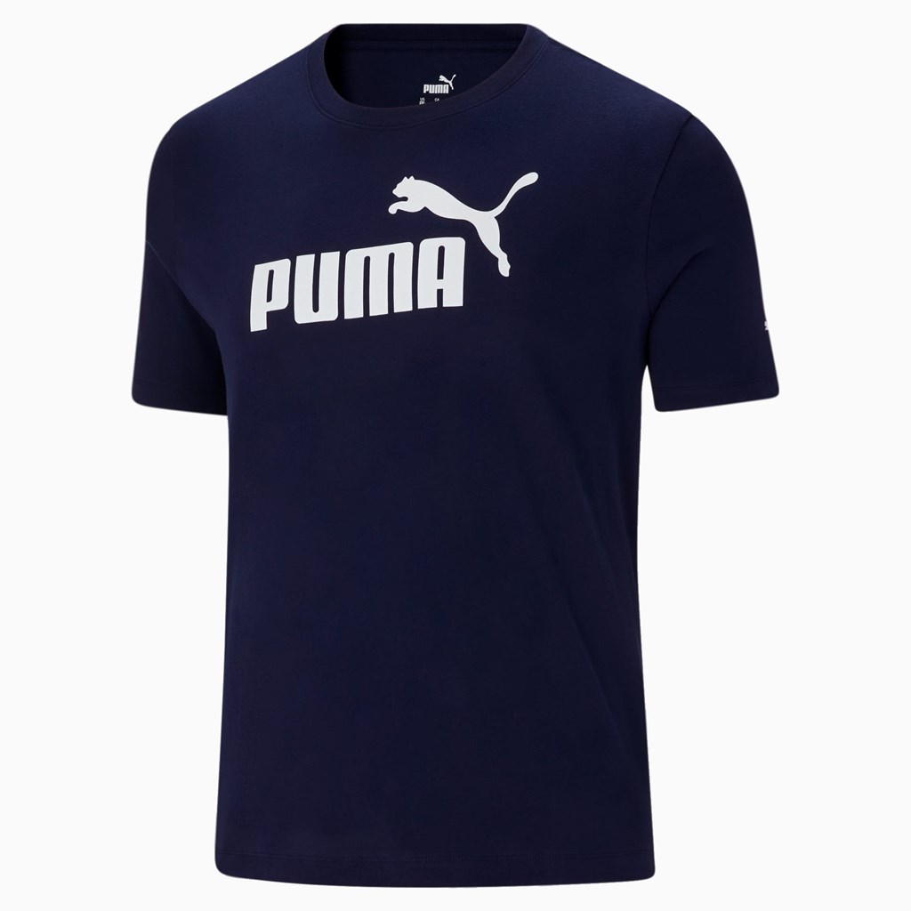 Puma Essentials Logo BT Løbe T-shirt Herre Peacoat | 719506HJA