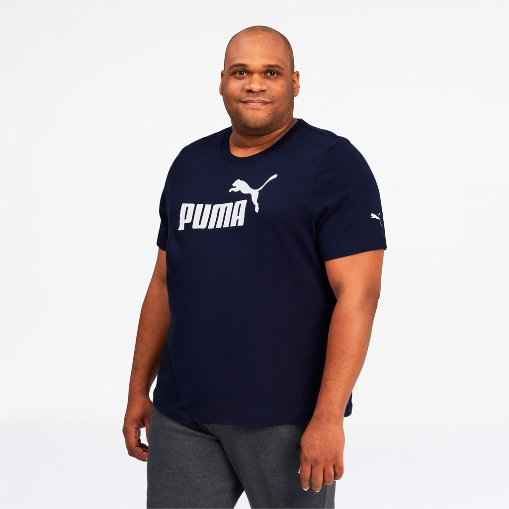 Puma Essentials Logo BT Løbe T-shirt Herre Peacoat | 719506HJA