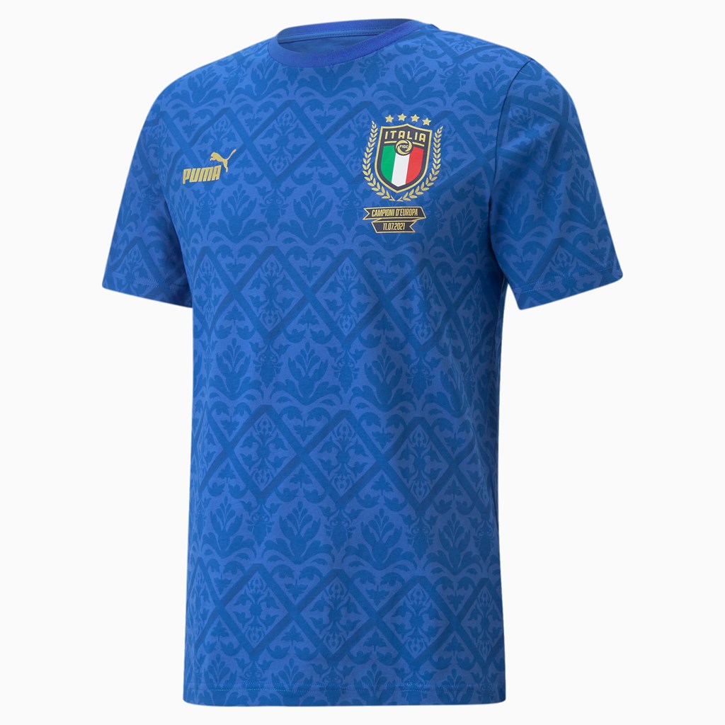 Puma FIGC Graphic Winner Soccer Løbe T-shirt Herre Blå Blå | 821746UZE