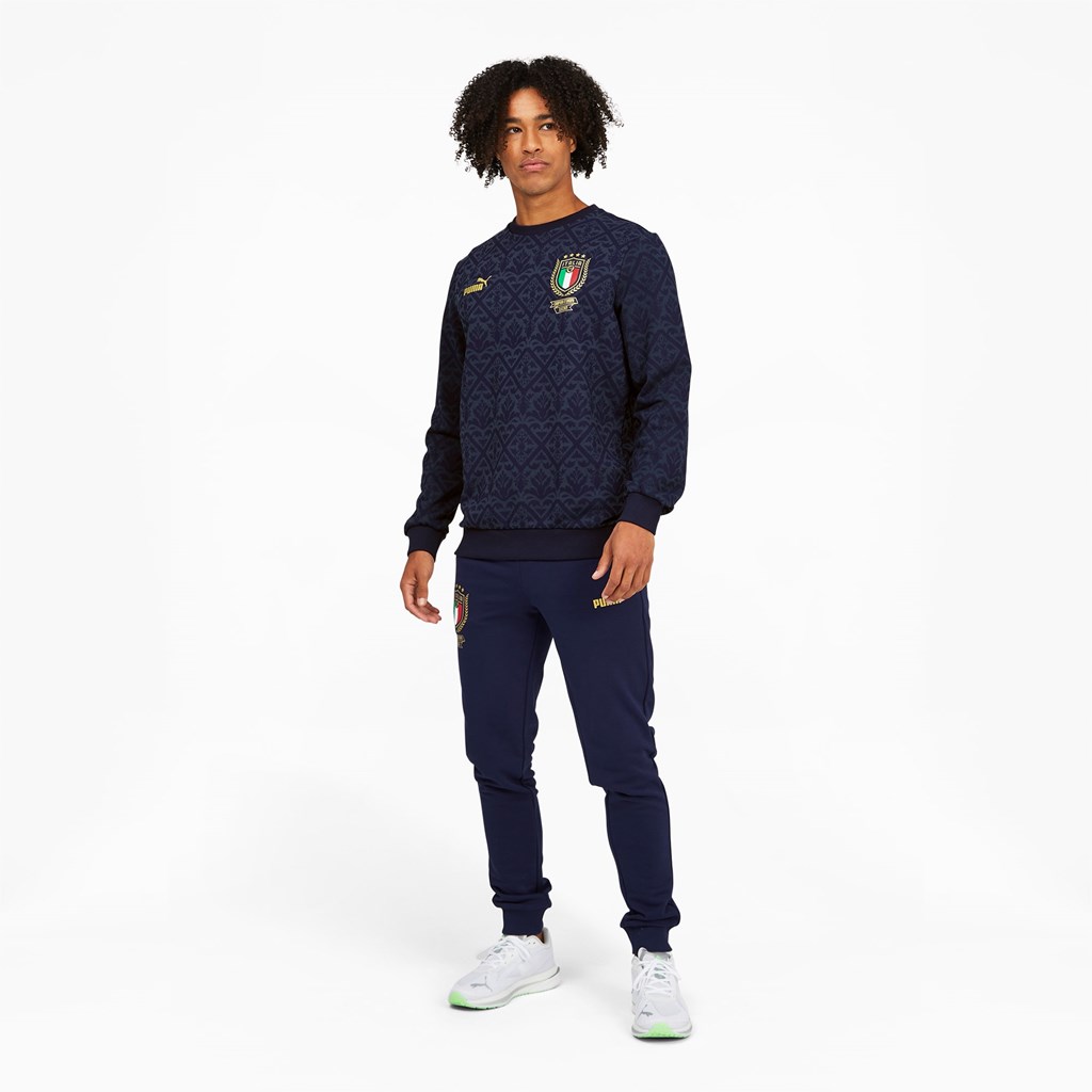 Puma FIGC Graphic Winner Soccer Sweatshirt Herre Spellbound / Peacoat | ZY1850963