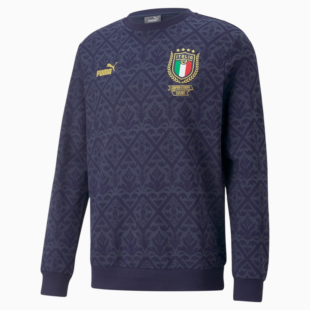 Puma FIGC Graphic Winner Soccer Sweatshirt Herre Spellbound / Peacoat | ZY1850963