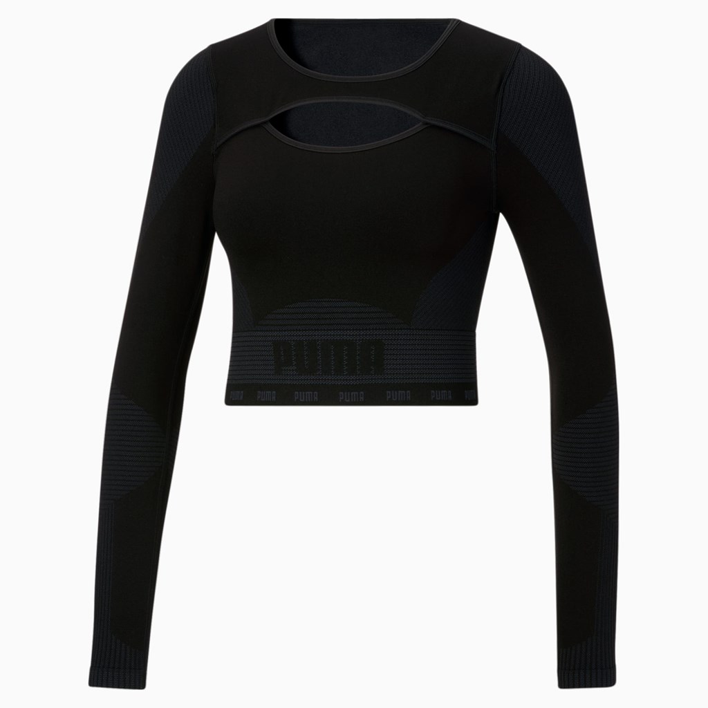 Puma FORMKNIT SEAMLESS Long Sleeve Trænings Løbe T-shirt Dame Sort | 467913KAJ