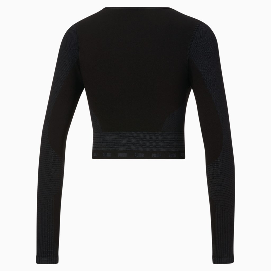 Puma FORMKNIT SEAMLESS Long Sleeve Trænings Løbe T-shirt Dame Sort | 467913KAJ