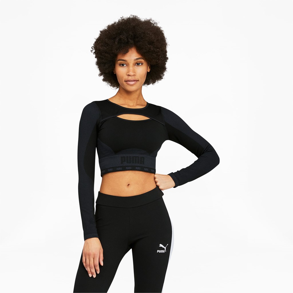 Puma FORMKNIT SEAMLESS Long Sleeve Trænings Løbe T-shirt Dame Sort | 467913KAJ