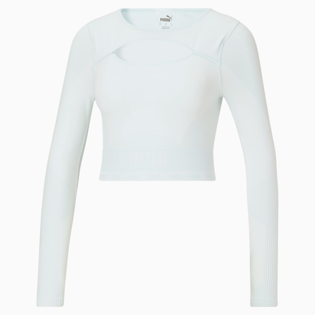 Puma FORMKNIT SEAMLESS Long Sleeve Trænings Løbe T-shirt Dame Blå Hvide | 714380MPX