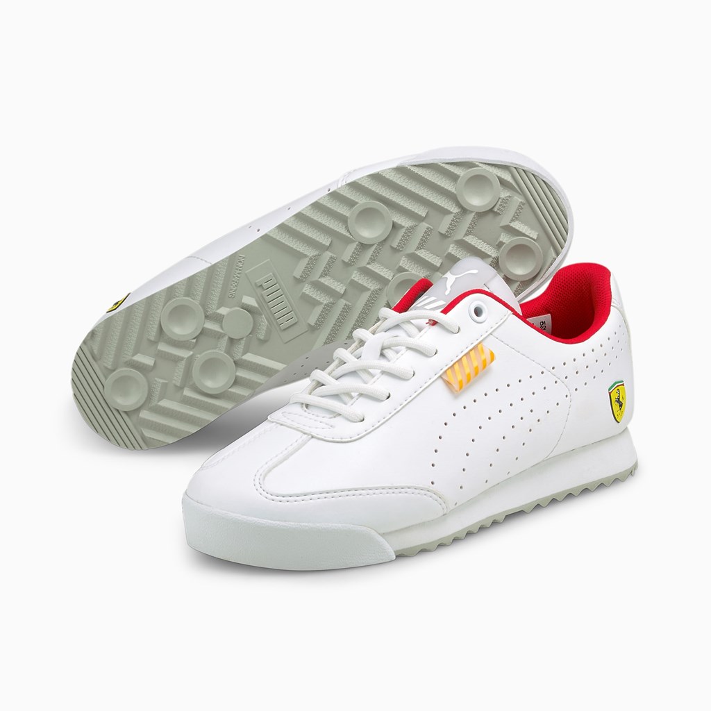 Puma Ferrari Roma Via Perf JR Sneakers Drenge Hvide Hvide | 712308IKM