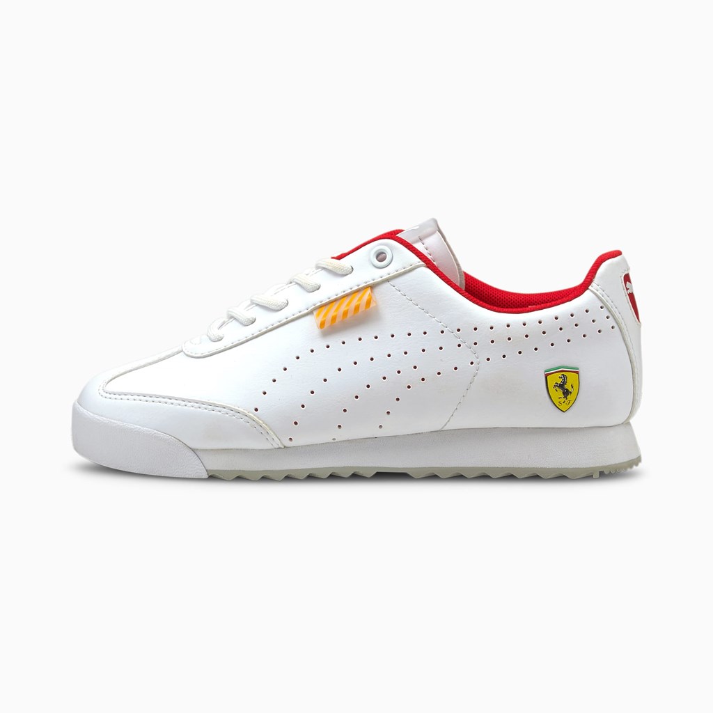 Puma Ferrari Roma Via Perf JR Sneakers Drenge Hvide Hvide | 712308IKM