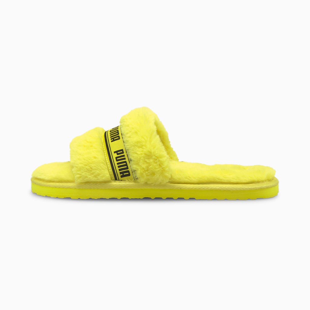 Puma Fluff Badesandaler Dame Gul Sort | 568109MEG