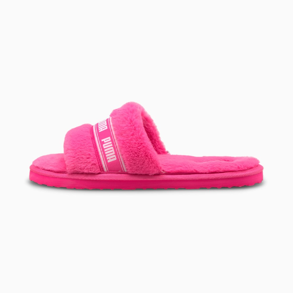 Puma Fluff Badesandaler Jr Sneakers Pige Lyserød Hvide | 238749NCE