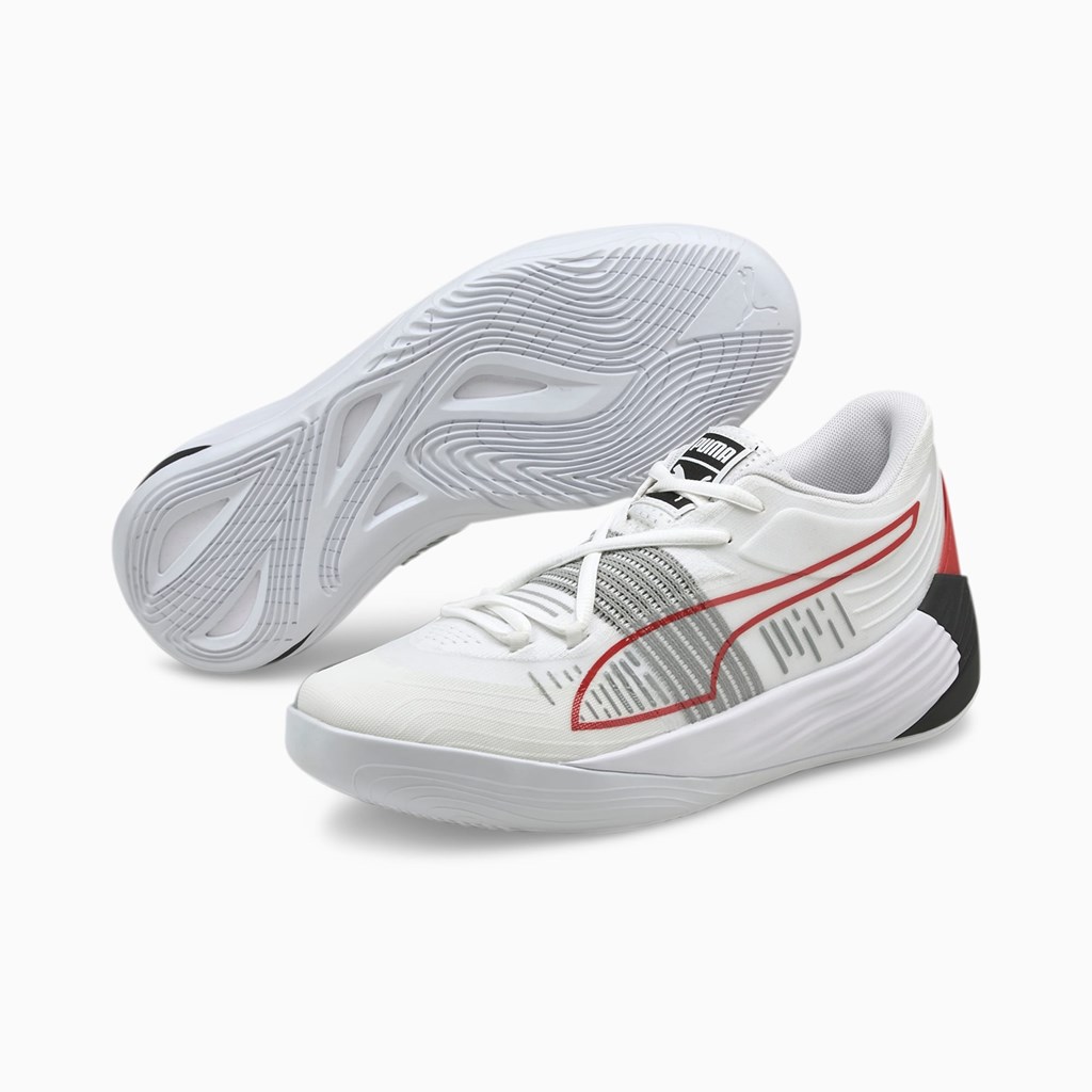 Puma Fusion Nitro Basketball Sko Dame Hvide Rød | 125639WRE