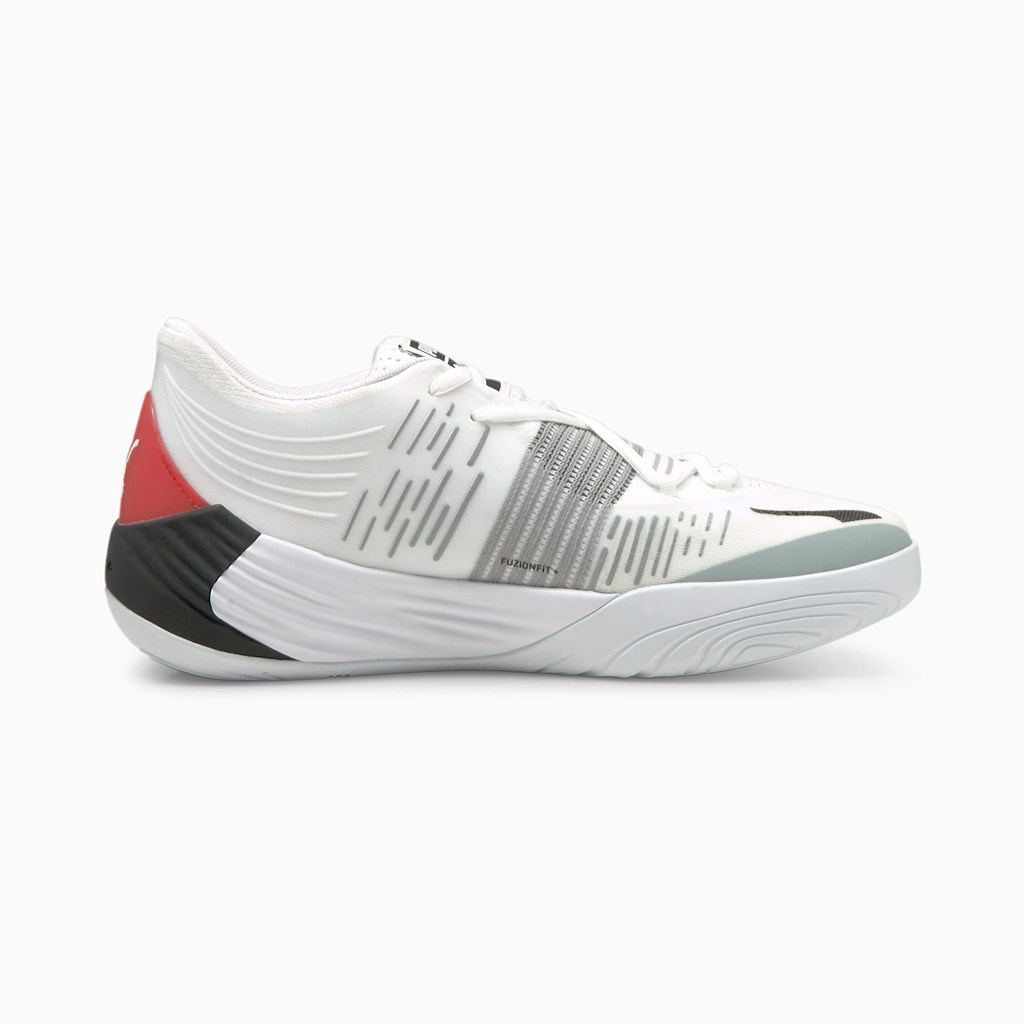 Puma Fusion Nitro Basketball Sko Dame Hvide Rød | 125639WRE