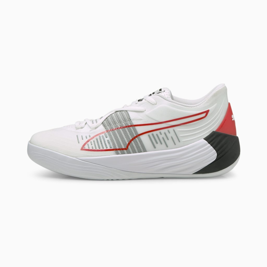 Puma Fusion Nitro Basketball Sko Dame Hvide Rød | 125639WRE