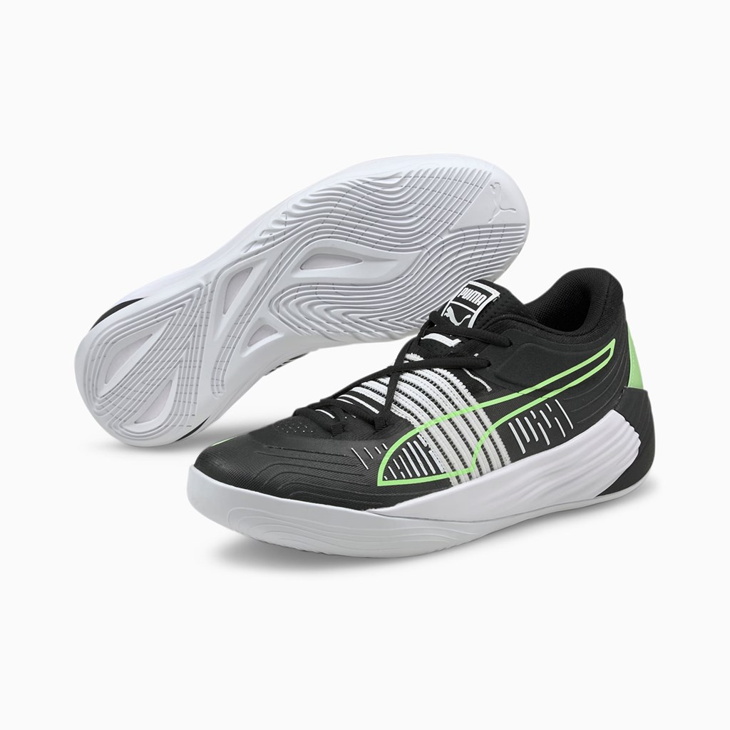 Puma Fusion Nitro Basketball Sko Dame Sort Grøn | 135280RZT