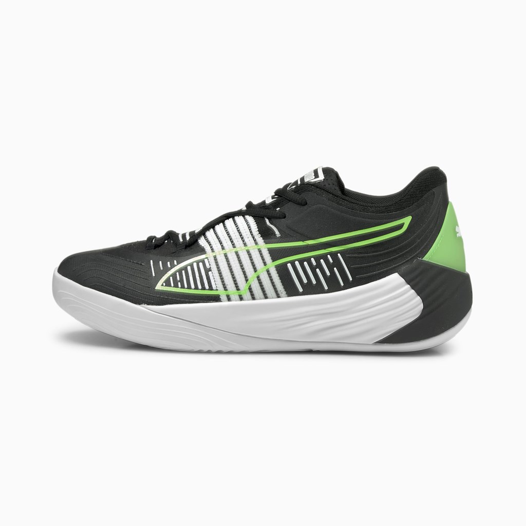 Puma Fusion Nitro Basketball Sko Dame Sort Grøn | 135280RZT