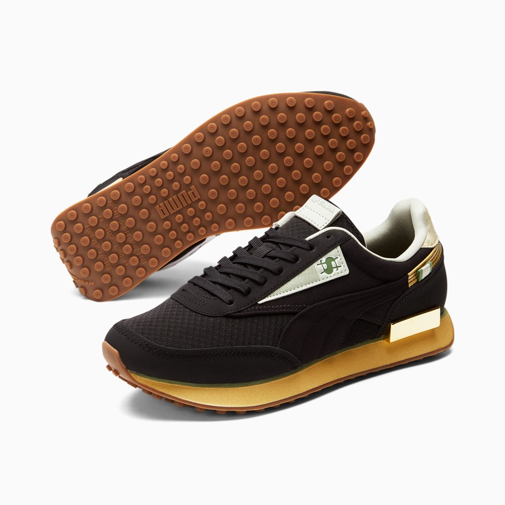 Puma Future Rider Big Spender Sneakers Dame Sort Guld | OH8947512